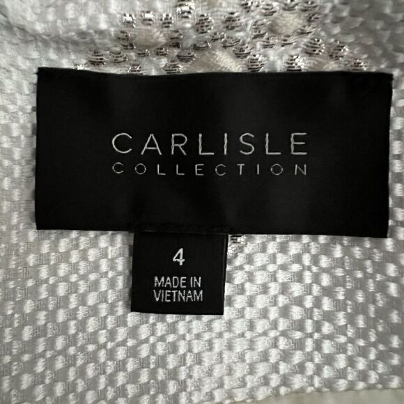 Carlisle Collection Womens Amelia Jacket Size 4 Metallic White Gold Embroidered - Picture 2 of 11